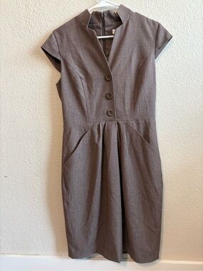 Calvin Klein Brown Cap-Sleeve Midi Sheath Dress